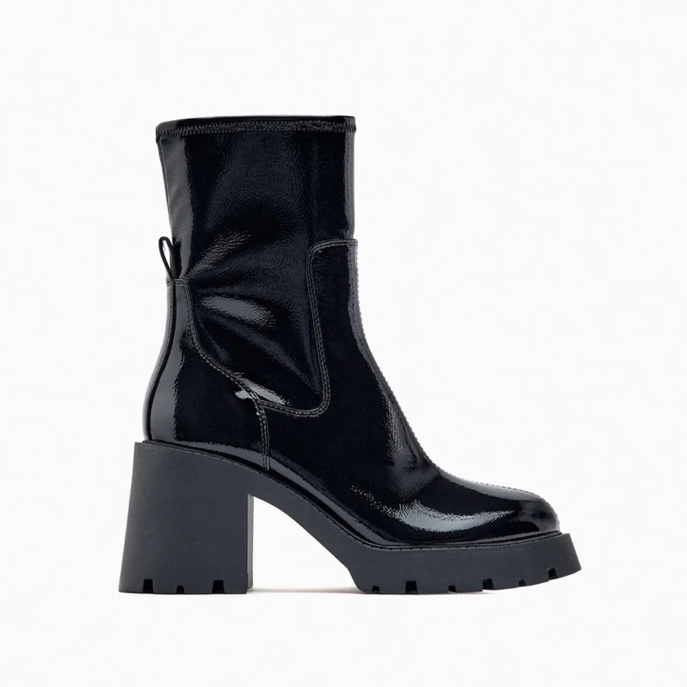Zara Patent Lug Sole Ankle Boots 37